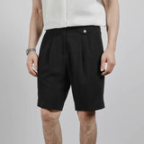 Riolio New Men Summer Slim-fit British Style Suit Shorts Light Luxury Business Straight-leg Shorts Leisure Button-down Half-pants M-3XL