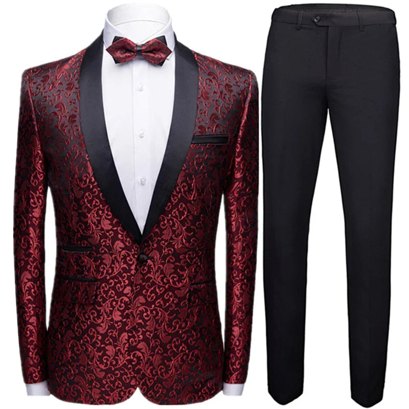 Riolio Coat Vest Pants 3 Piece Suit Set Luxury Groom Wedding Dress Party High End Waistcoat Slim Fit Lapel Blazer Jacket Men Trousers