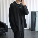 Riolio Male Elegant Casual Blazer Jacket Spring Autumn Versatile Loose Black Casual Jacket American 2025 New High Street Men's Suit
