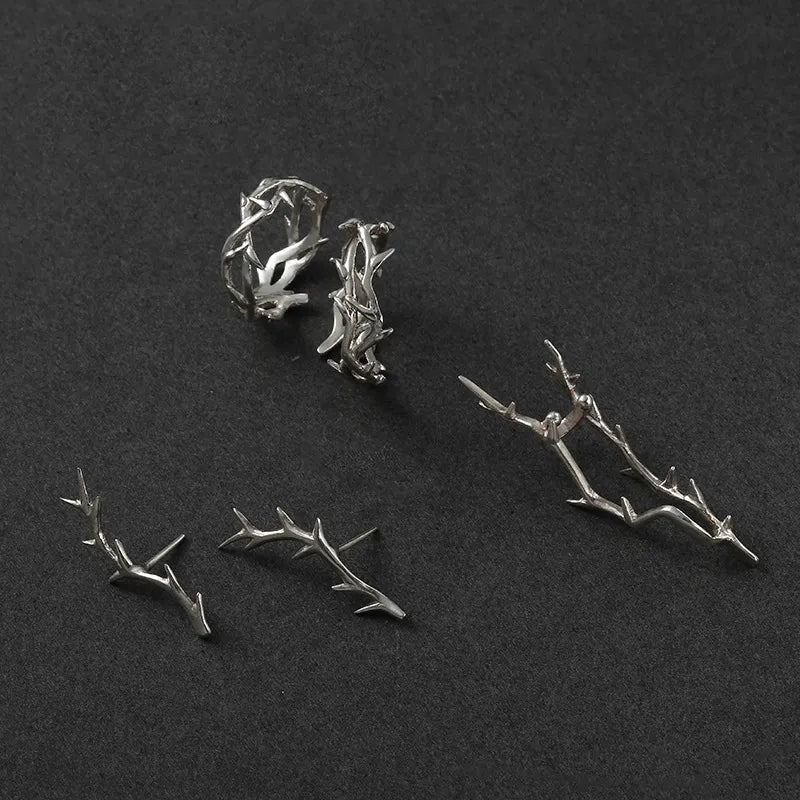 Riolio Punk Irregular Thorns Couple Rings Retro Hip-hop Personality Adjustable Finger Ring for Men Women Lovers Jewelry Gifts