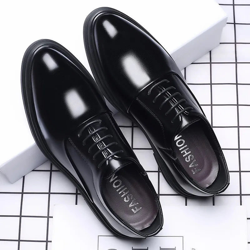Riolio Leather Shoes Men's Breathable Black Soft   Bottom Man Business Formal Wear Casual  Wedding  Zapatos Hombre