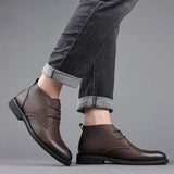 Riolio WELL DRESSED MEN High Gang Men's Leather Shoes Luxury and High-quality Brand Party Outdoor Motorcycle Daily Office Versatile Men's Leather Shoes