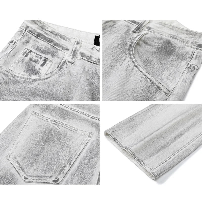 Riolio New Men Loose Daily Draping Wide Leg Jeans Male Vintage Design Wash White Denim Pants Fashion Streetwear Casual Denim Trousers