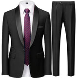 Riolio 3 Pieces Set Men's Business Blazers Coat / Male Slim Fit Color Matching Collar Suit Tuxedo Leisure Jacket Pants Vest Wedding