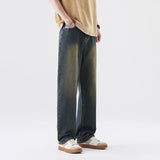 Riolio Blue Baggy Jeans Men Fashion Casual Retro Straight Jeans Men Streetwear Hip-hop Loose Vintage Jeans Mens Denim Trousers M-3XL