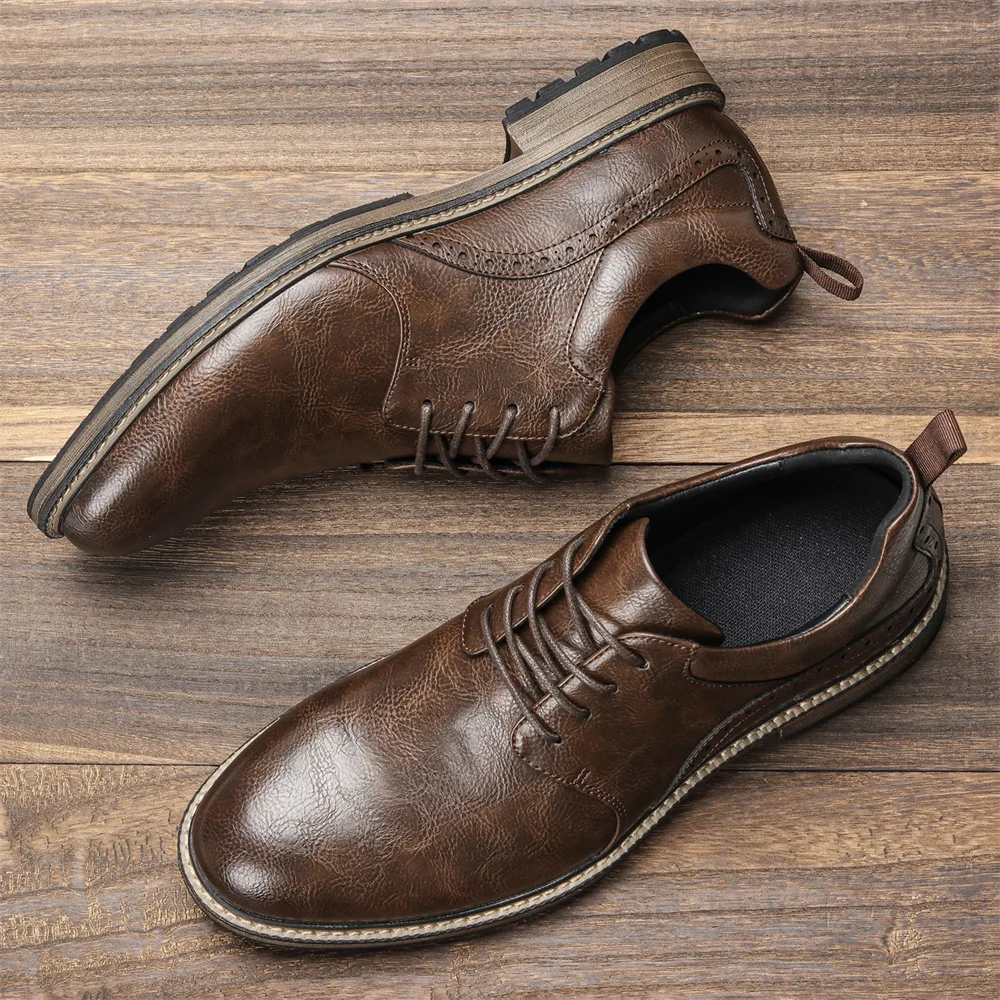 Riolio Casual Shoes Men Fashion Brand Comfortable Leather Shoes Men