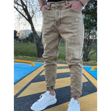 Riolio Men's Fashion Leggings Jeans Solid Color Leisure Sports Elastic Cotton Pants 2024 Spring And Autumn High Quality Men's Wear