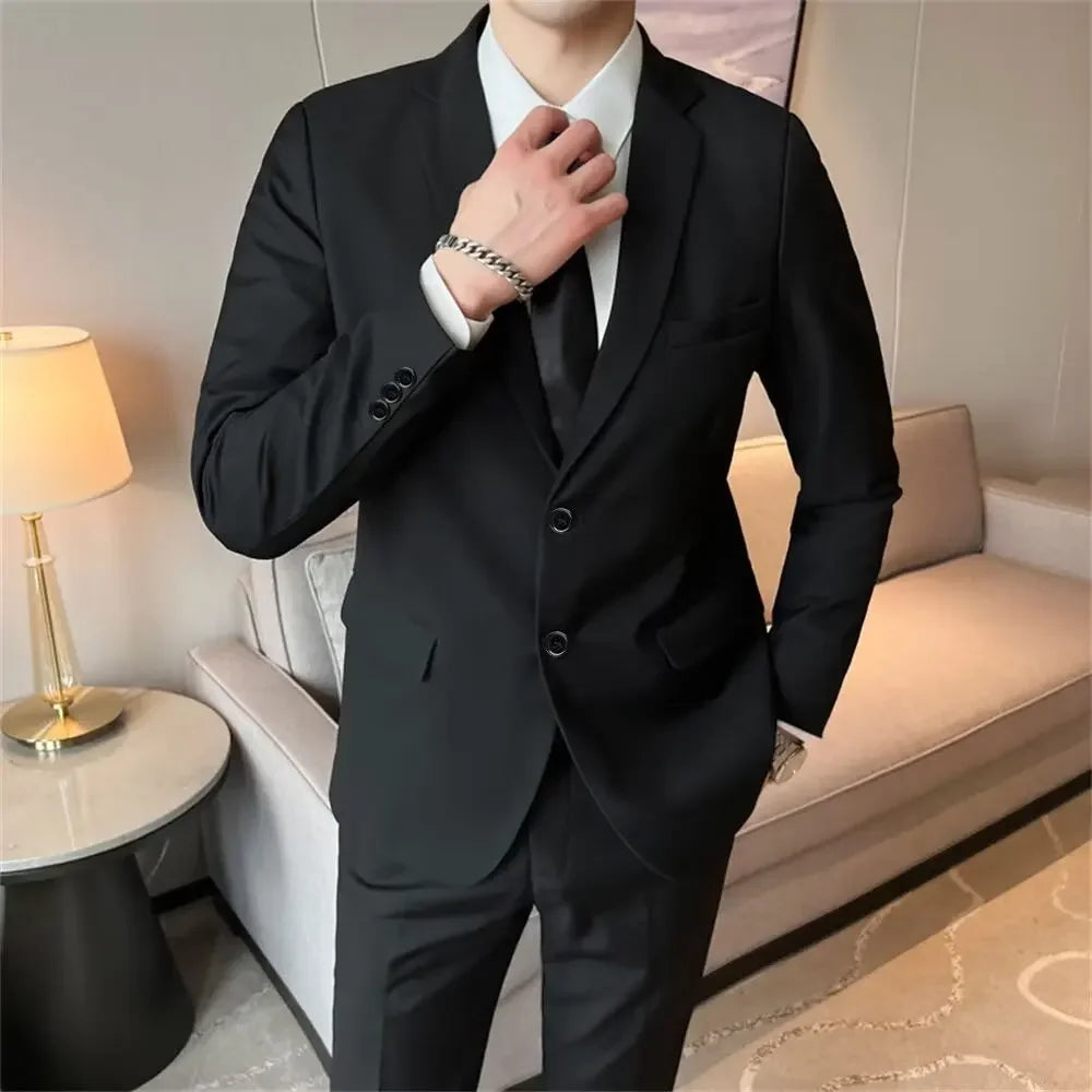 Riolio Men's Western-style Suit Korean Version Wedding Formal Gowns Slimming Business Casual Jacket Elegant Groom Tuxedo