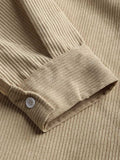 Riolio Shirts for Men Corduroy Long Sleeves Shirt Half Button Solid Blouses Fall Spring Streetwear Overshirts Tops with Pocket