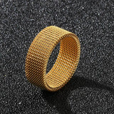 Riolio New 8mm Wide Stainless Steel Rings Titanium Couple Rings Deformable Mesh Accessories for Women Men Jewelry Wedding Gift