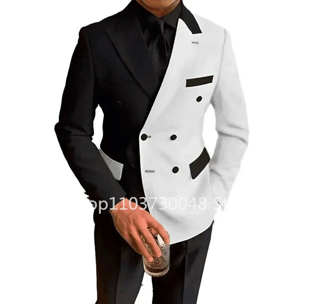 Riolio Fashion Style Wedding Men Suits Slim Fit Peak Lapel Blazer Pants 2 Piece Formal Business Groom Wear Tuxedos Costume Homme