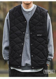 Riolio Cotton-layered Fashionable Vest Men with Autumn Winter Simple Casual Light Heated Inner Vest Cardigan Work Vest Top Aesthetic