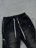 Riolio Y2K Retro Zipper Decoration Sweatpants Pants Streetwear Baggy Casual Pants Men Women Harajuku Hip Hop Letter Jogging Trousers