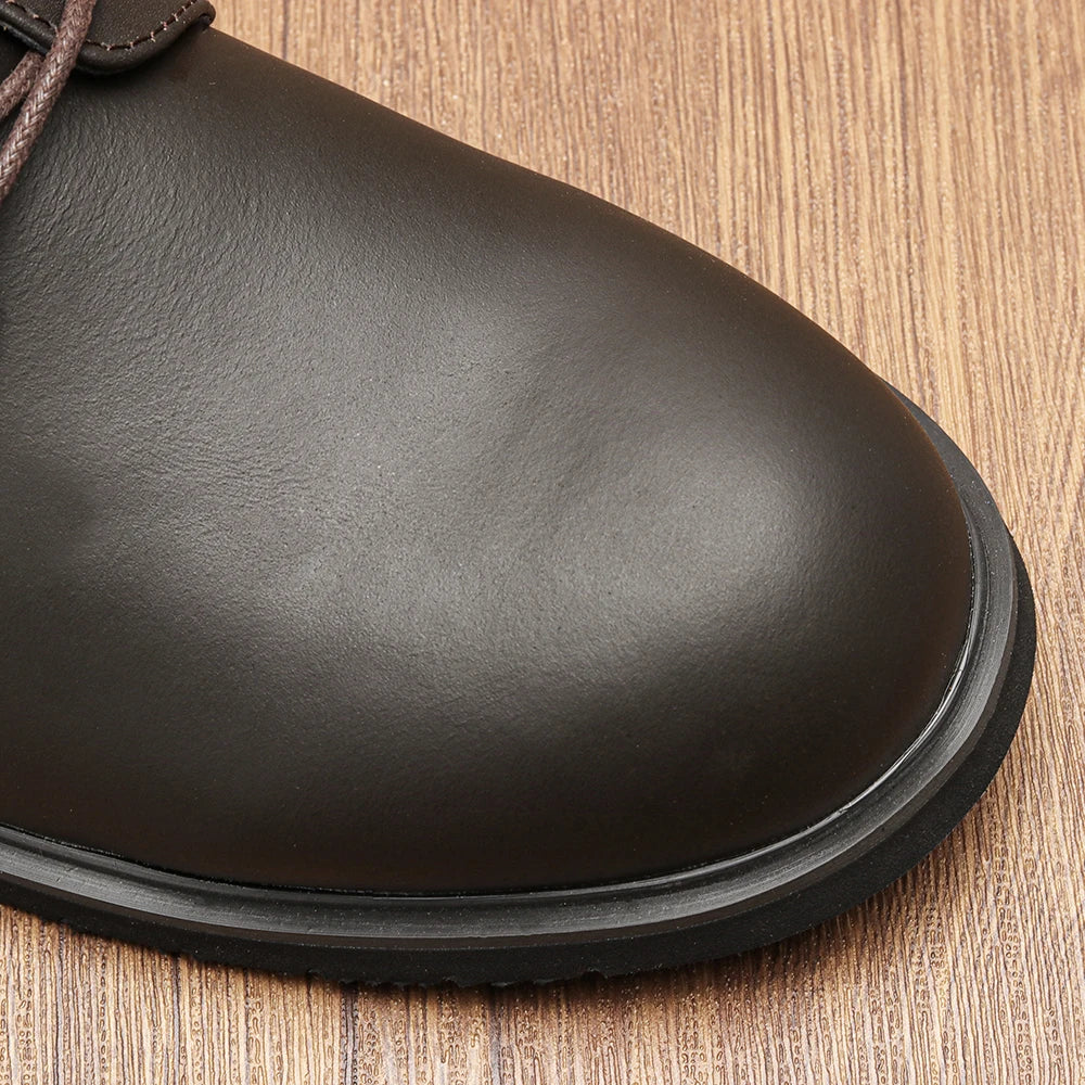 Riolio Genuine Leather Men Derby Shoes Ultralight Comfortable Fashion Men Casual Shoes Black Men Leather Shoe