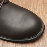 Riolio Genuine Leather Men Derby Shoes Ultralight Comfortable Fashion Men Casual Shoes Black Men Leather Shoe