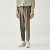 Riolio Men Light Luxury Naples Slim-fit Dress Pants Fashion Casual Solid Color British Retro Premium Elegant Popular Leisure Suit Pants