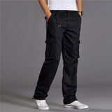 Riolio Men's Casual Cargo Cotton Pants Men Pocket Loose Straight Pants Elastic Work Trousers Brand Fit Joggers Male Large Size