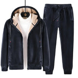 Riolio Men Winter Fashion Plus Size Casual Hoodies+Pants Set Hooded Clothes 2023 Thick Sportswear Warm Fleece Tracksuit Mens Warm Sets
