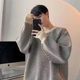 Riolio Hip hop street fashion men and women individuality simple striped sweater couple loose retro autumn and winter knitwear top y2k