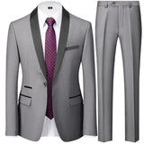 Riolio 3 Pieces Set Men's Business Blazers Coat / Male Slim Fit Color Matching Collar Suit Tuxedo Leisure Jacket Pants Vest Wedding
