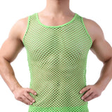 Riolio Men Sexy Mesh Tank Tops Transparent Sleep Tops Male Underwear Pure Color Vest Sleeveless Tops Underwear Male Undershirt
