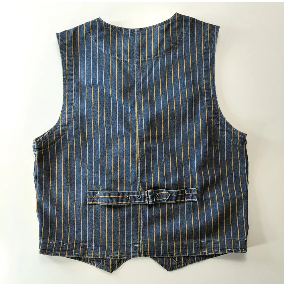 Riolio Waed Cotton Denim Vest American Casual Vintage Sle Button up Ameika Khaki oulder Pad Linen Pants Spring Season