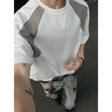 Riolio Mens Breathable Cotton Tshirt man Soft Summer Casual Slim Fit Contrast Panel Simpl Design Streetwear Fashion Tee Line Texture