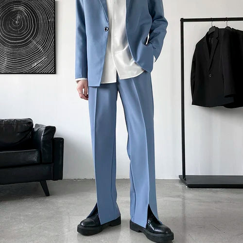 Riolio Pants Men Trousers Casual Autumn New Arrival Front-slit Fashion Straight High Street Office Clothes Simple Business Harajuku
