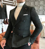 Riolio Formal New Burgundy Red Grey Lapel Tux Men Slim Fit Suits Coat Jacket Custom Made For Wendding Party Woolen cloth