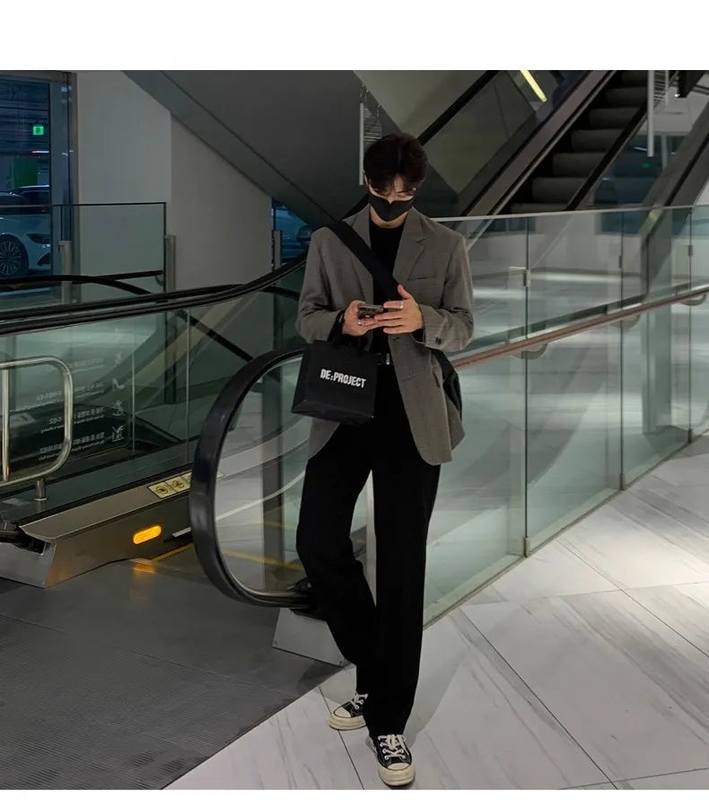 Riolio New Korean Fashion Men Suit Pants Light Luxury Business All-match Straight Slim-fit Casual Trousers Premium Elegant Dress Pants