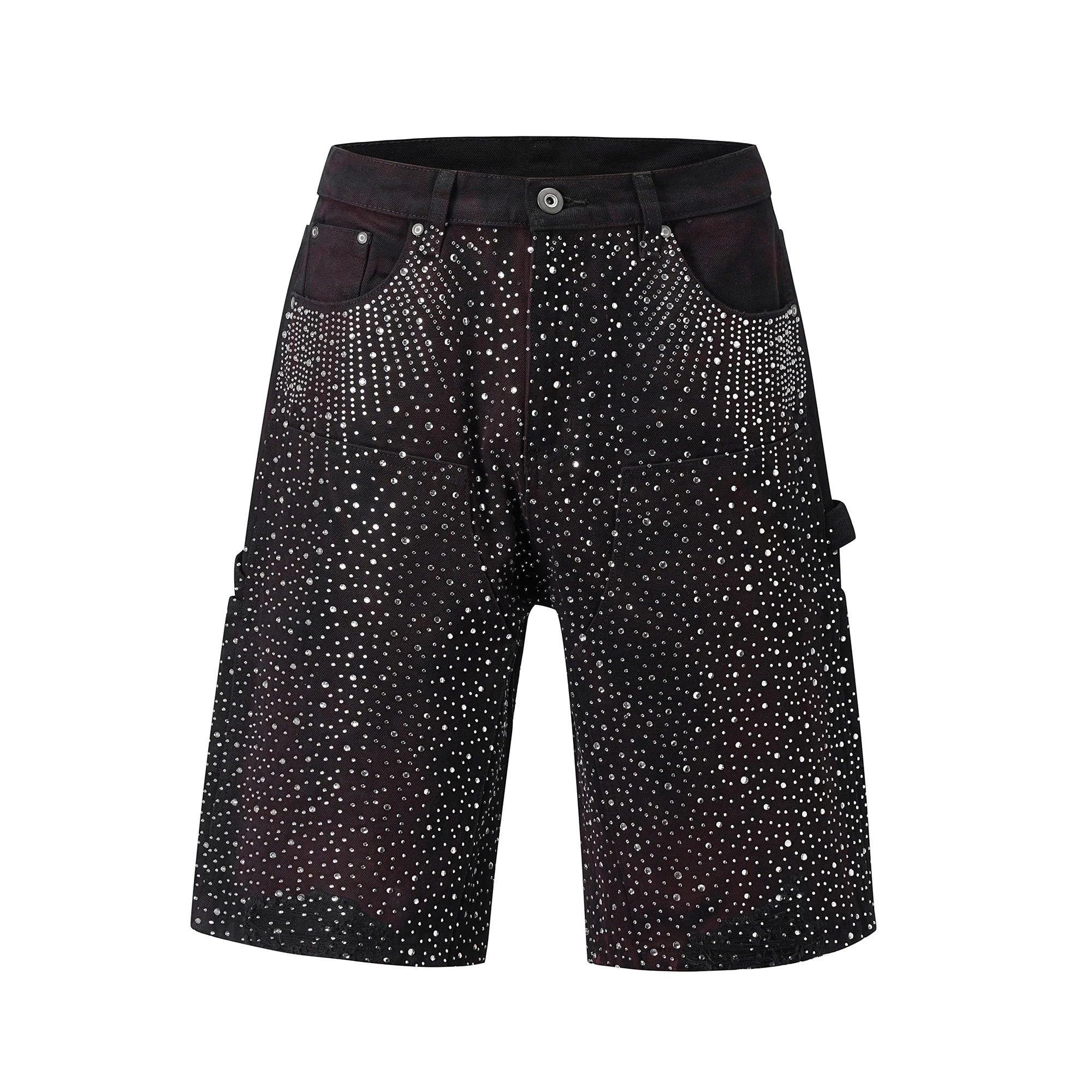 Riolio Full Rhinestone Print Washed Blue Baggy Jeans Mens and Women Ropa Hombre Streetwear Solid Casual Denim Trousers Loose Cargos