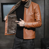 Riolio Casual Punk Rock Thick Leather Coats Slim Windproof Blazer Stand Collar Outwear Men's Pu Leather Jacket Zipper Motorcycle Jacket
