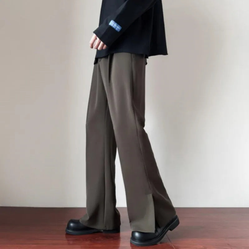 Riolio Brown Black Suit Pants Men Slim Fit Social Mens Dress Pants Korean Loose Straight Casual Pants Mens Office Formal Trousers S-3XL