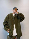 Riolio Hong Kong Style Retro Coat Versatile Solid Color Lamb Fur Plus Velvet Shirt Fashion High-end Autumn Winter Loose Fleece Jacket