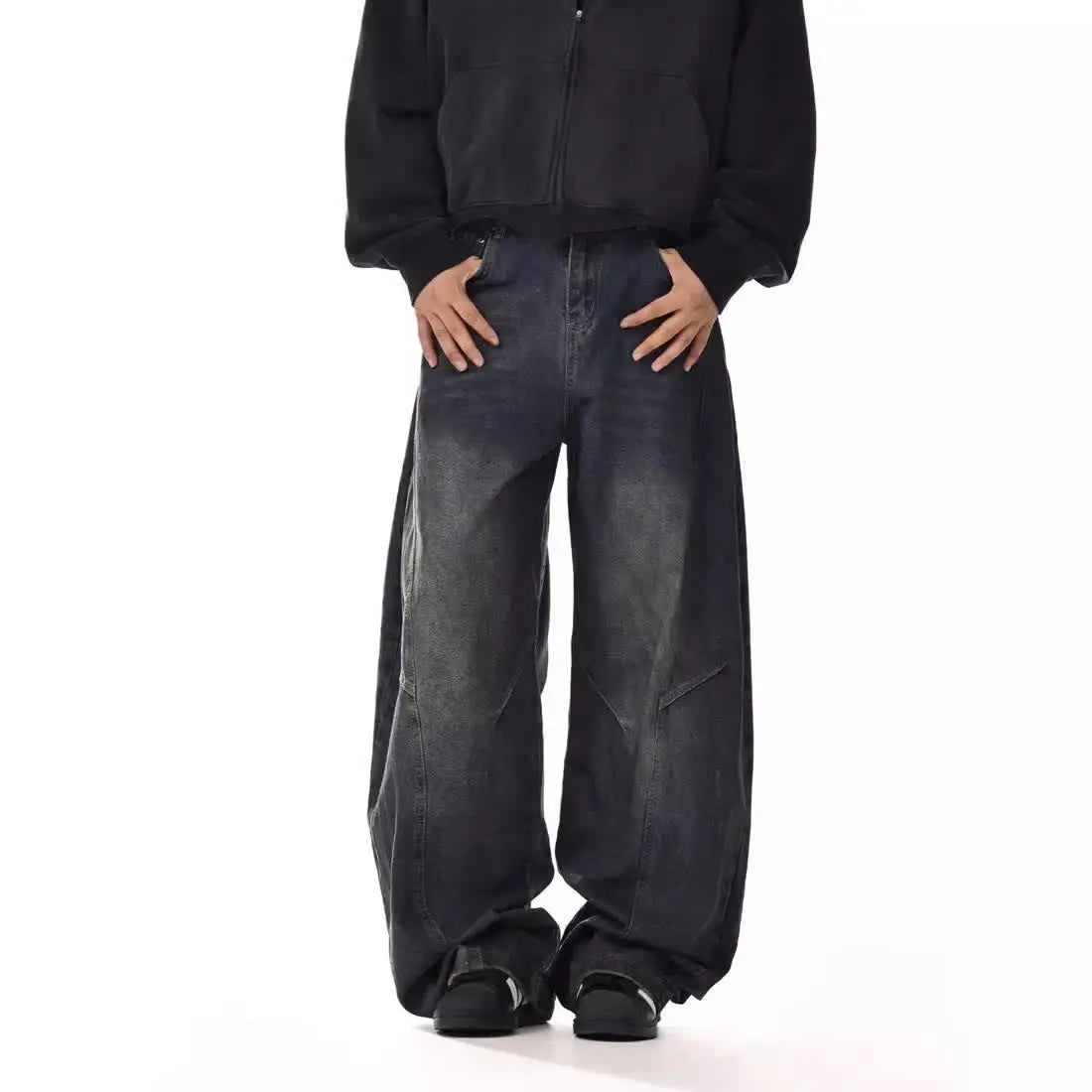 Riolio American spring and autumn men and women washed curved knife jeans for couples loose and trendy straight leg casual pants y2k