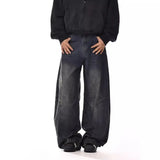 Riolio American spring and autumn men and women washed curved knife jeans for couples loose and trendy straight leg casual pants y2k