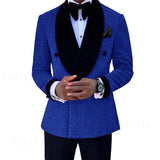Riolio Luxury Red Glitter Suits Men Groom Wedding Tuxedo Double Breasted Blazer Formal Evening Party Prom Dress 2 Pieces Set