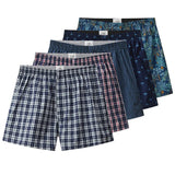 Riolio S-XL Mens Cotton Underwear Boxer Shorts Casual Plaid Elastic Waistband Button Mens Boxer Underwear Comfortable Shorts for Home
