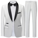Riolio 3 Pieces Set Men's Business Blazers Coat / Male Slim Fit Color Matching Collar Suit Tuxedo Leisure Jacket Pants Vest Wedding