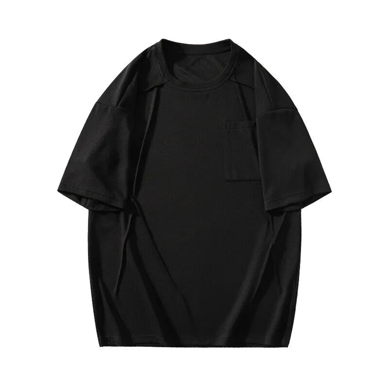 Riolio Summer Short Sleeved T-shirt Men Black White Casual T Shirt Streetwear Hip-hop Loose Round Neck Tshirt Mens Top Plus Size 4XL