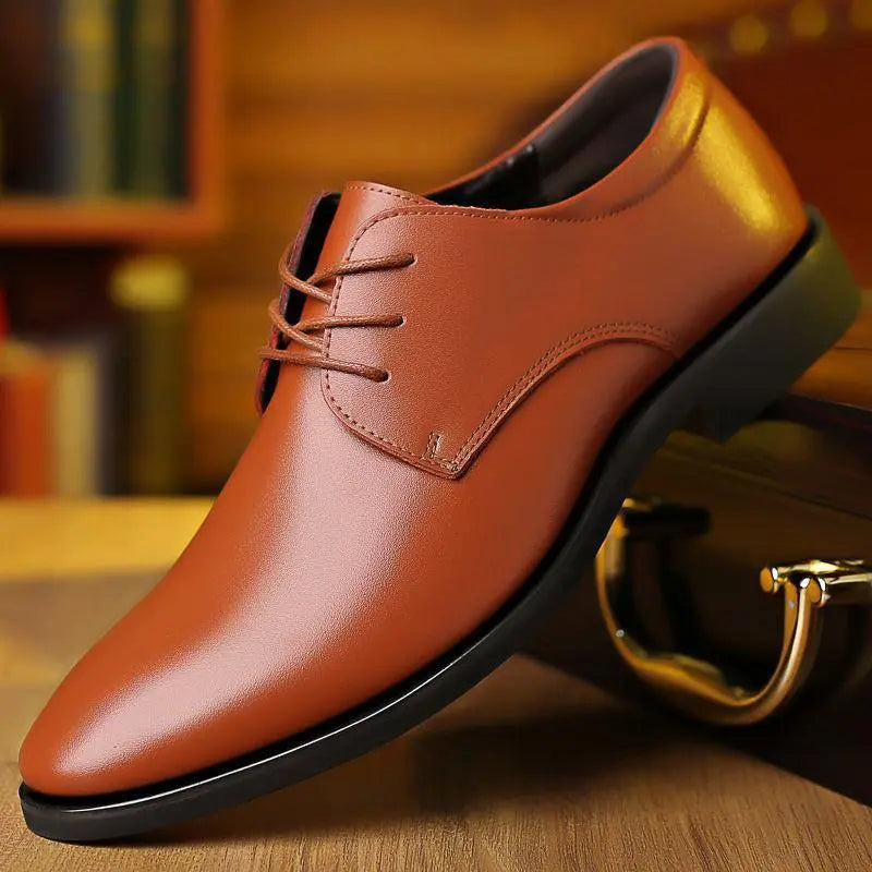Riolio Men's Breathable Leather Shoes Black Soft Leather Soft Bottom Spring And Autumn Best Man Men's Business Formal Wear Casual Shoes