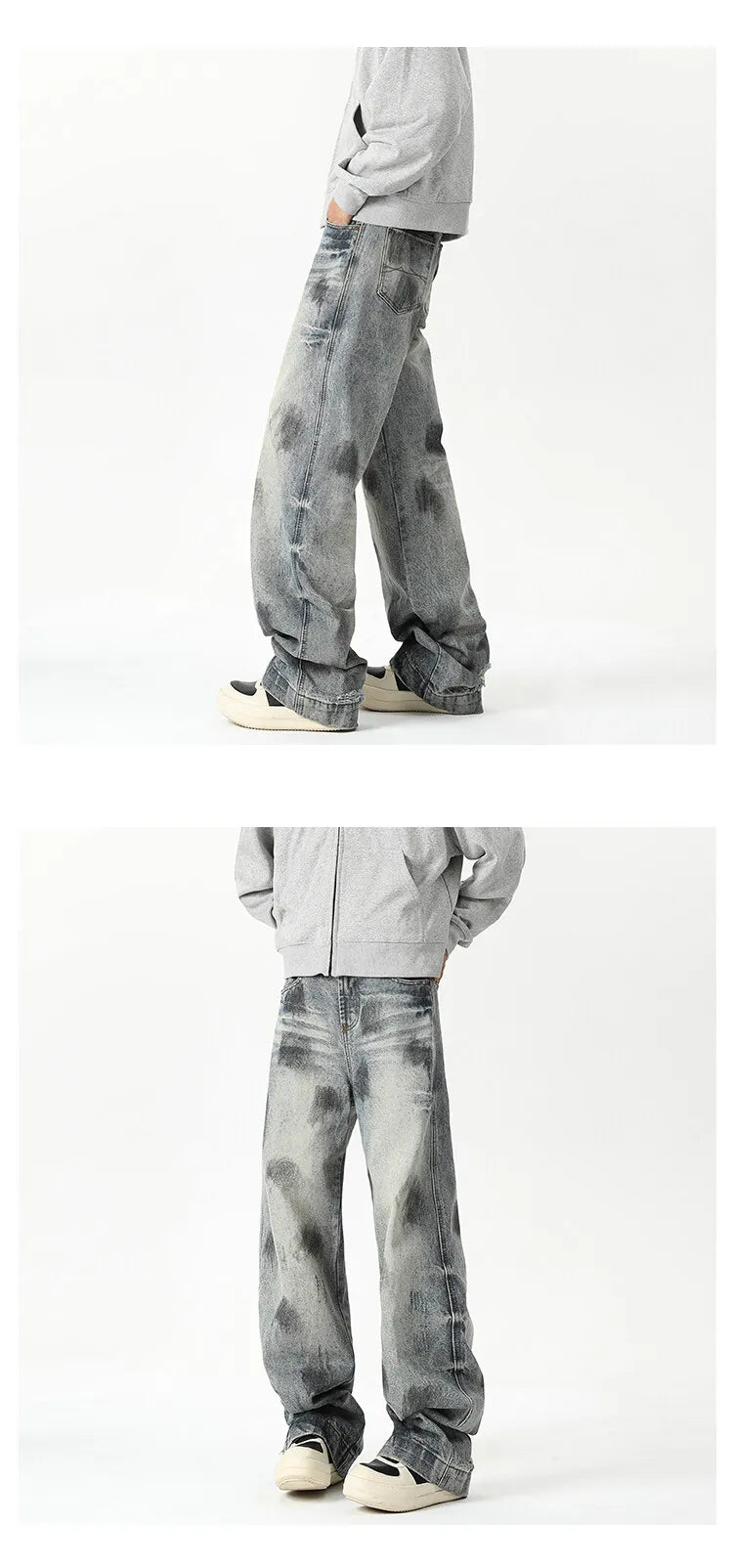 Riolio Jeans Men's New Denim Pants wash jeans New Fashion High Quality Washed Male Jeans Loose Wide Leg Trousers Straight Casual jean