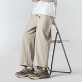 Riolio Summer Cotton Casual Pants Men Oversized Wide Leg Pants Men Japanese Streetwear Hip-hop Loose Straight Pants Men Thin Trousers