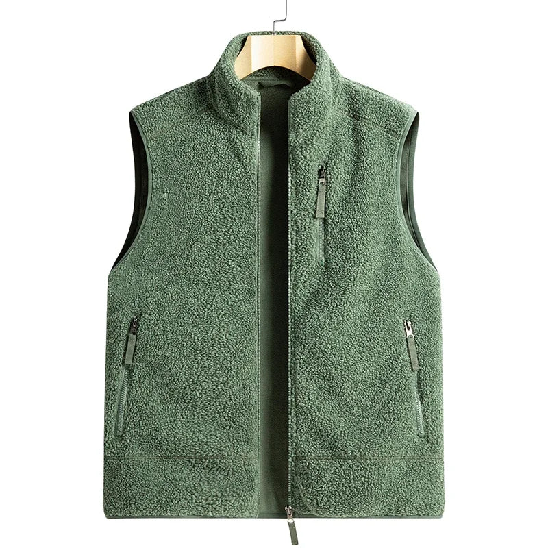Riolio Outdoor Sleeveless Coats Vests Male Warm Cotton Waistcoat Autumn Jackets Thick Vests Man Classic  Lamb Cashmere Men Fleece Vest