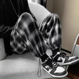 Riolio Plaid Pants Men Fashion Retro Color Contrast Casual Pants Men Streetwear Loose Hip-hop Straight Pants Mens Trousers M-3XL