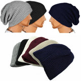 Riolio Men Women Beanie Knit Crochet Black Gray Hat Autumn Winter Soft Warm Loose Cap Skull Ski Hat Dance Bonnet Casual Fashion Cap