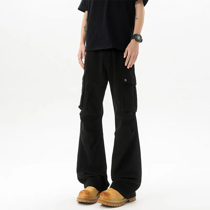 Riolio Cotton Wide Leg Cargo Pants man Loose Fit Multi Pocket Casual Streetwear Comfortable Workwear Trousers Men Trendy Fashion