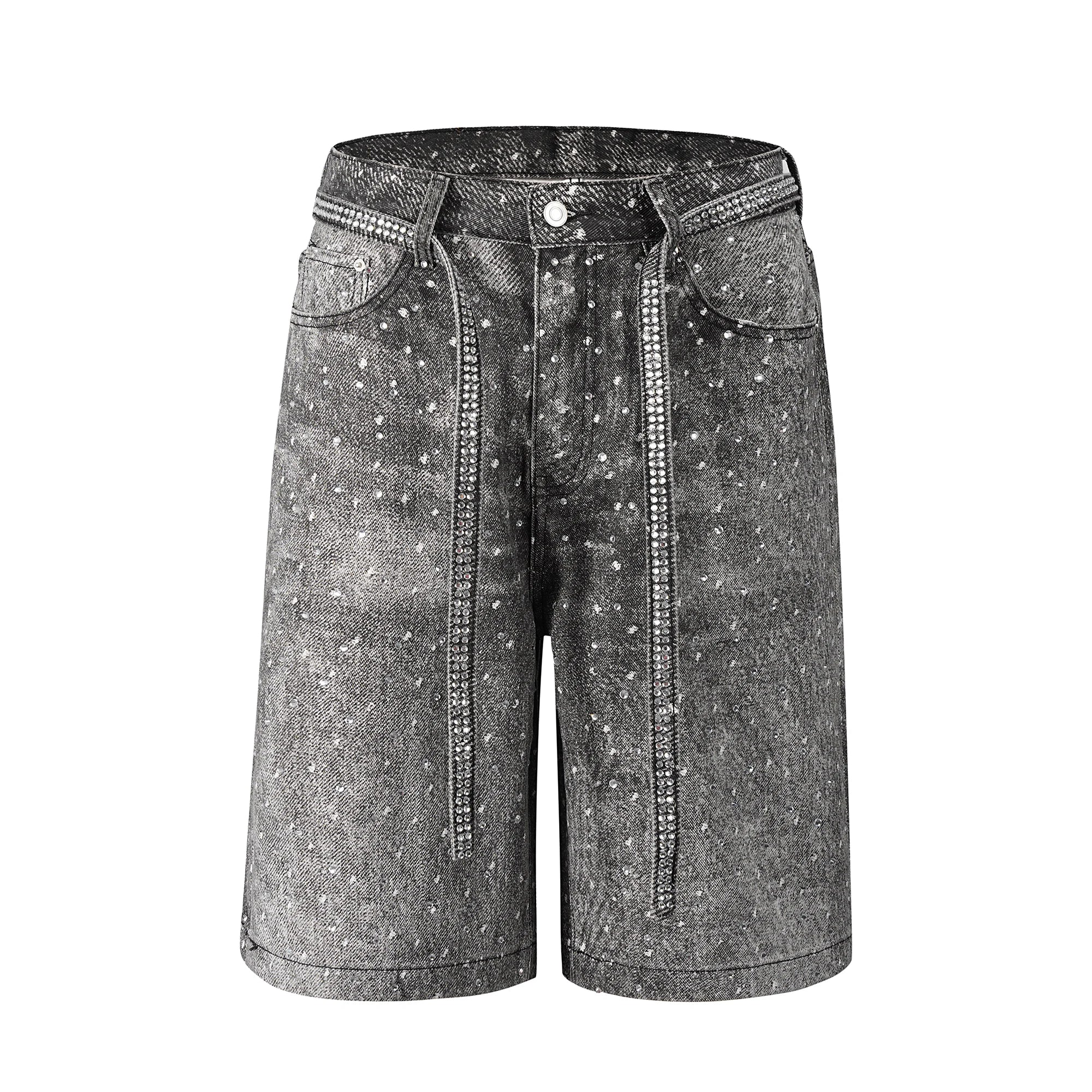 Riolio Full Rhinestone Print Washed Blue Baggy Jeans Mens and Women Ropa Hombre Streetwear Solid Casual Denim Trousers Loose Cargos