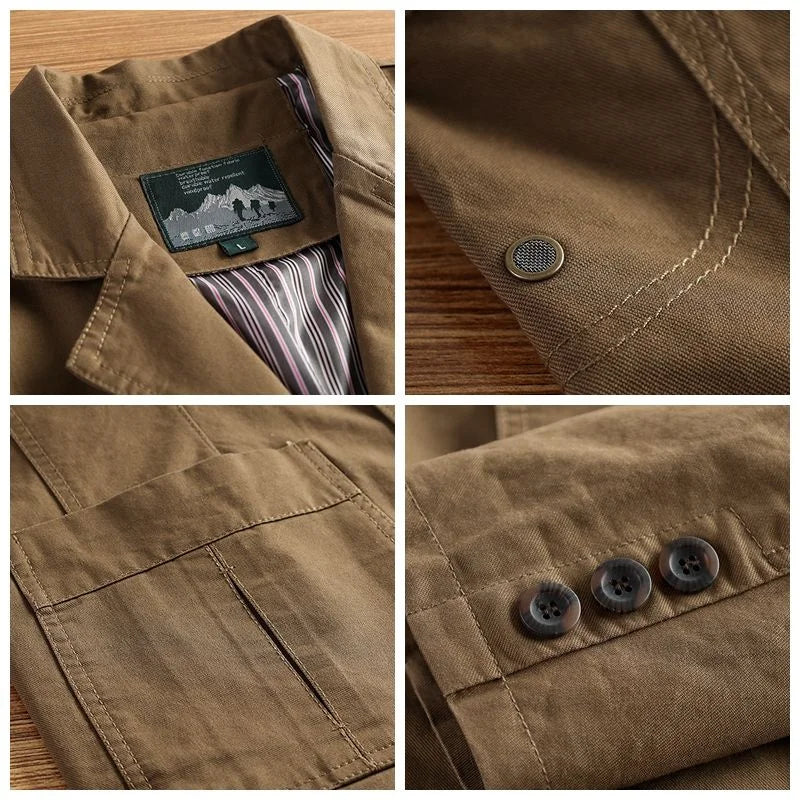 Riolio American Retro Casual Men's Cotton Suit Jaet Anti-Wrinkle Turn-down Collar Commute Faionable Urban Sle Spring Autumn