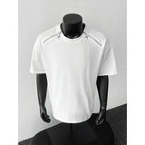 Riolio Breathable Mens Round Neck T-Shirt man Zip Detail Trendy Design New Urban Streetwear Casual Summer Tee Comfort Fit Stylish Soft